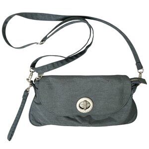Baggallini Convertible Crossbody Clutch Gray Nylon Travel Bag
